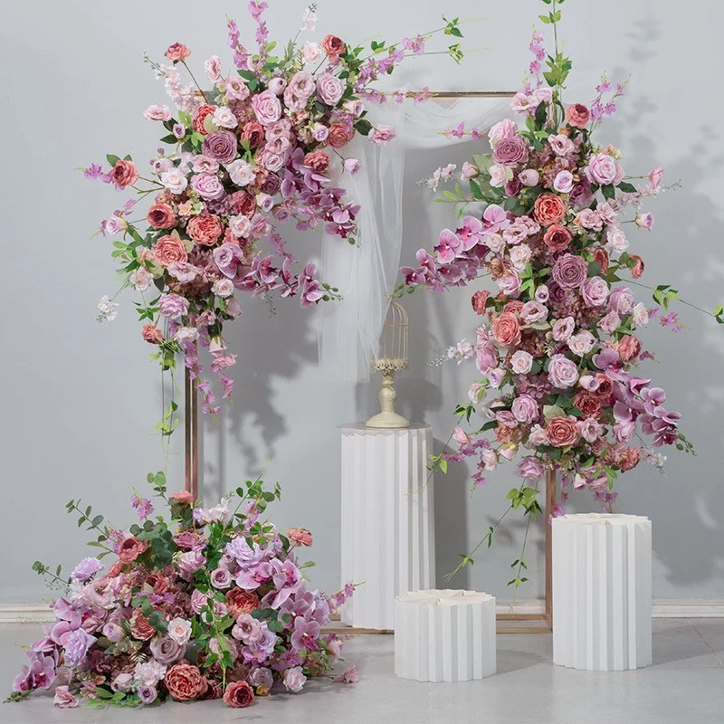 Premium Seidenblumen Gesteck in Flieder & Lila – Rosen, Orchideen & Hortensien (Kopie)