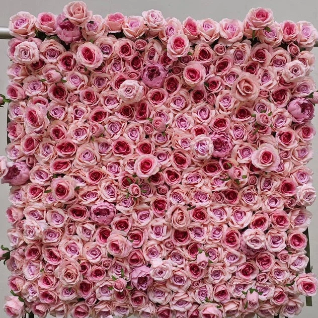 Blumenwand Flowerwall 3D Rosen Rosa Rosen – luxuriöse Premium-Qualität