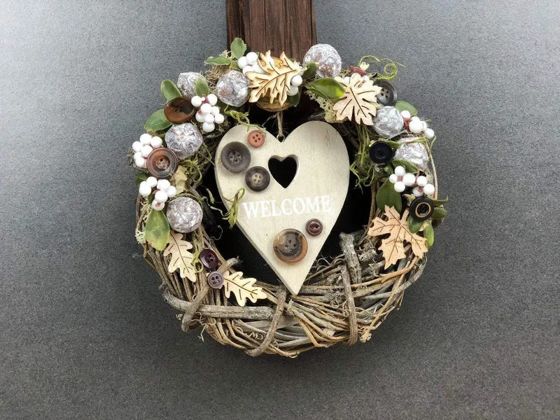 Türkranz Welcome handgefertigt – 22cm Seidenblumen Türdeko langlebig