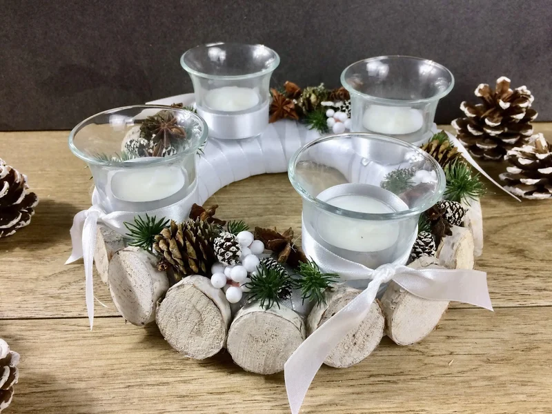 Adventskranz rund mit Gläsern – modern mehrjährig