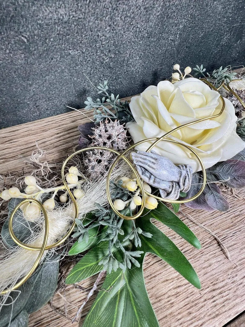 Grabgesteck Wachsrose Seidenblumen – langlebiger Grabschmuck