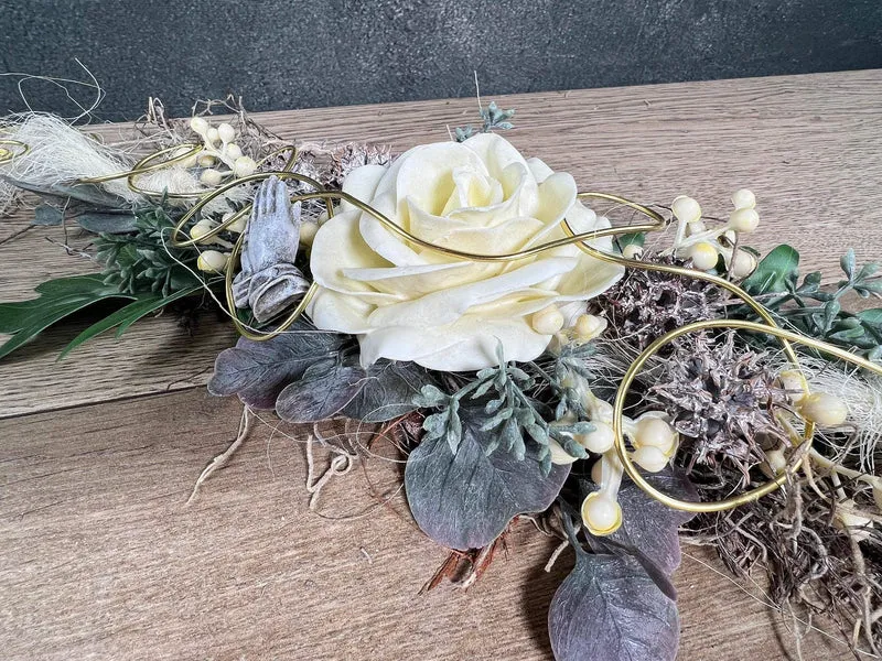 Grabgesteck Wachsrose Seidenblumen – langlebiger Grabschmuck