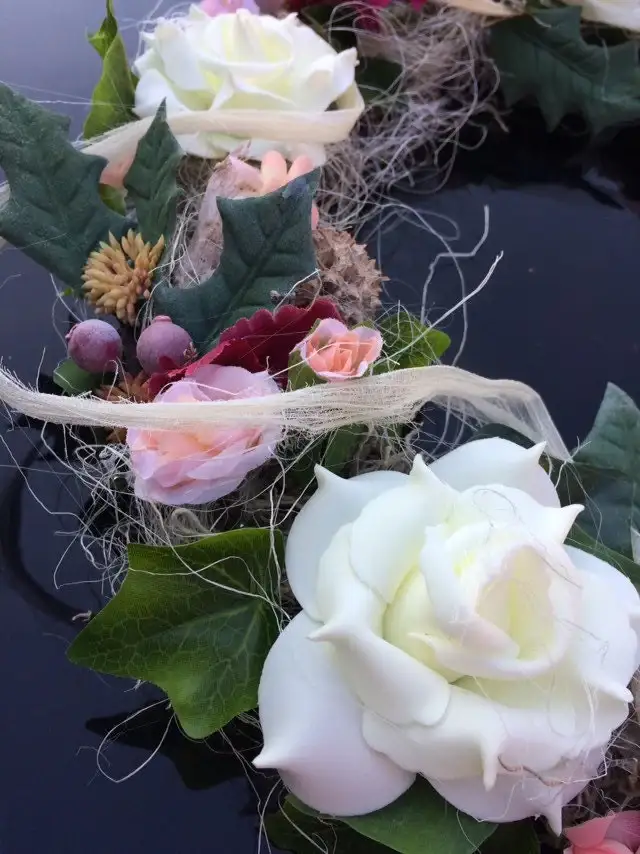 Brautauto Autoschmuck Set 3-teilig – Seidenblumen Hochzeitsdeko