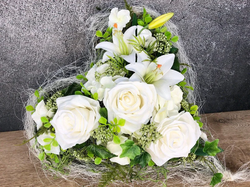 Grabherz Lilie Seidenblumen – langlebiger Grabschmuck