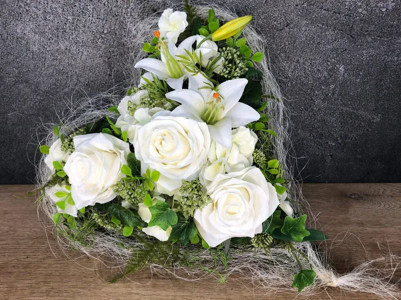 Grabherz Lilie Seidenblumen – langlebiger Grabschmuck