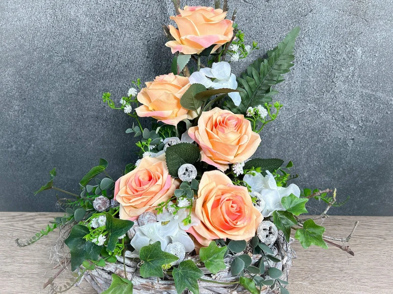 Grabgesteck Hortensie Seidenblumen – langlebiger Grabschmuck