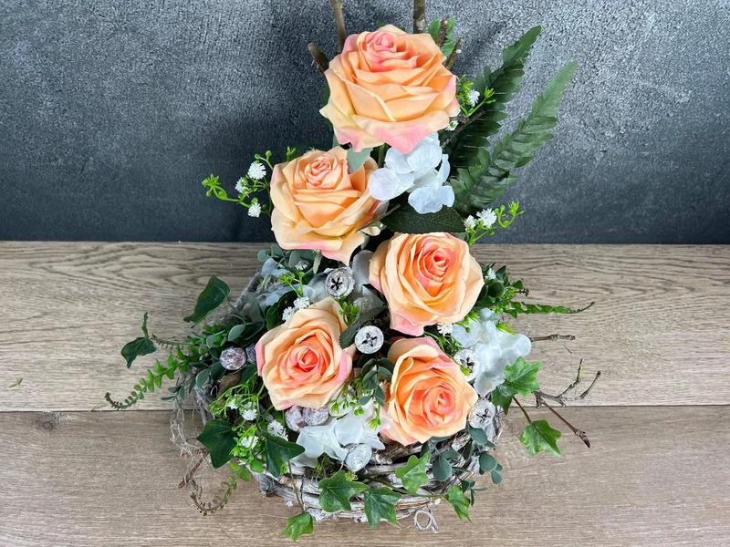 Grabgesteck Hortensie Seidenblumen – langlebiger Grabschmuck