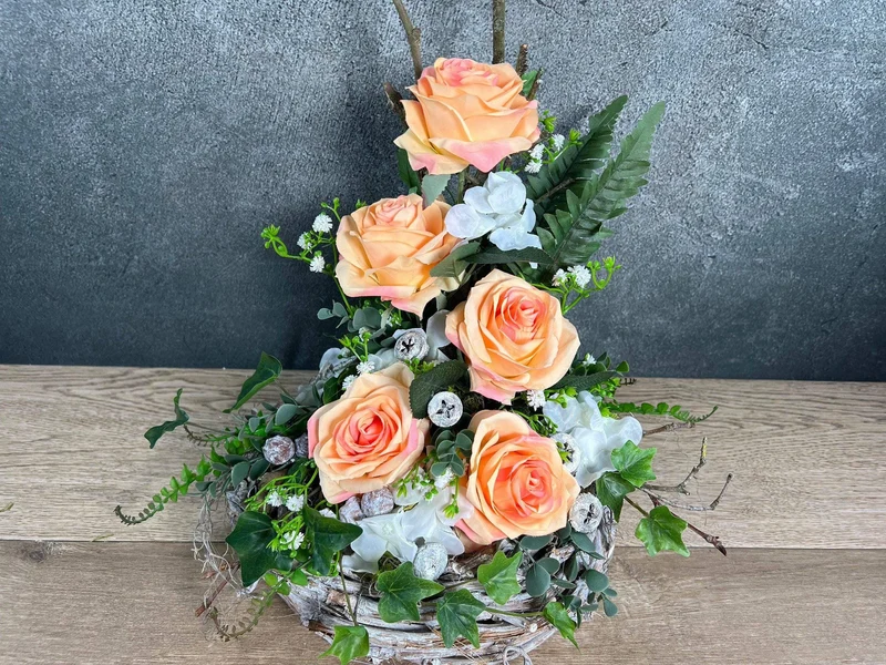 Grabgesteck Hortensie Seidenblumen – langlebiger Grabschmuck