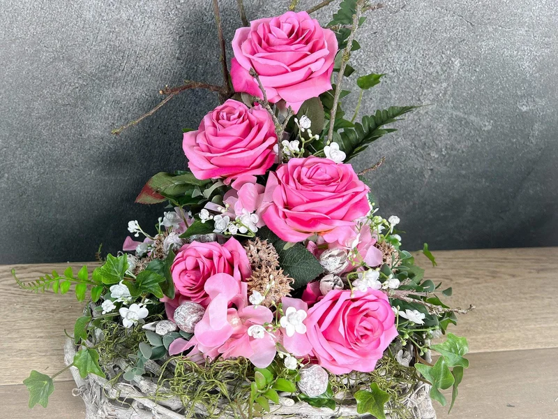 Grabgesteck Hortensie Seidenblumen – langlebiger Grabschmuck