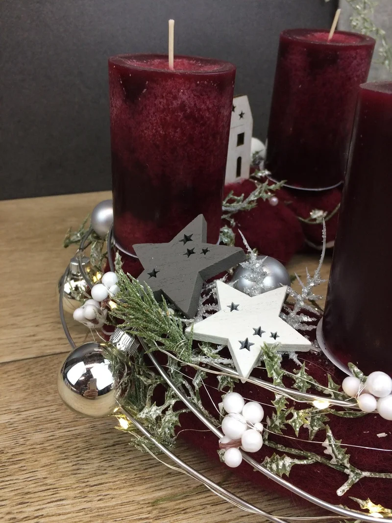 Adventskranz Lichterkette Häuser – rund stimmungsvoll