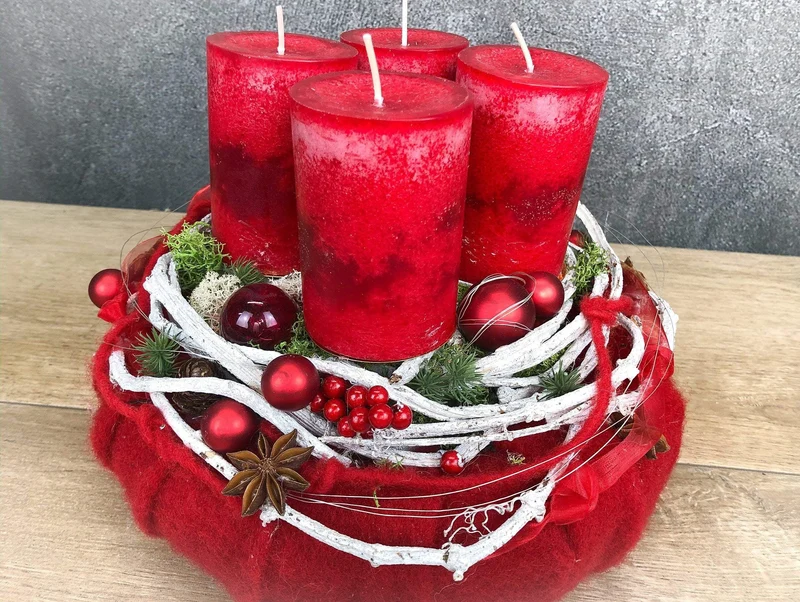 Adventskranz modern rund – handgefertigt mehrjährig mit Tanne
