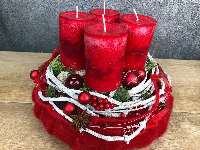 Adventskranz modern rund – handgefertigt mehrjährig mit Tanne