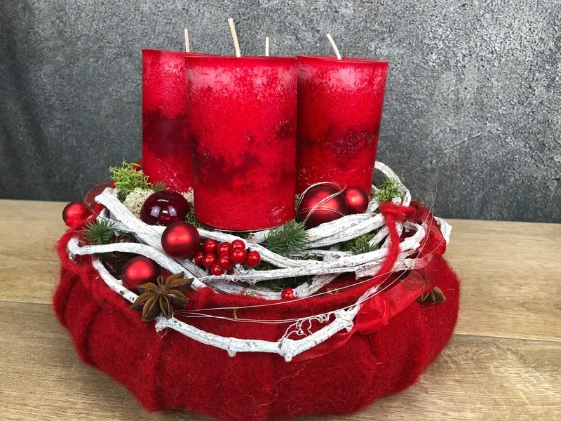 Adventskranz modern rund – handgefertigt mehrjährig mit Tanne