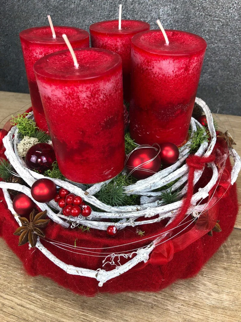 Adventskranz modern rund – handgefertigt mehrjährig mit Tanne