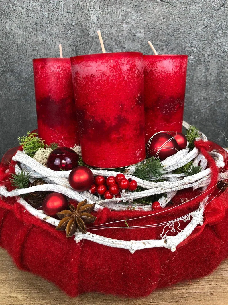 Adventskranz modern rund – handgefertigt mehrjährig mit Tanne