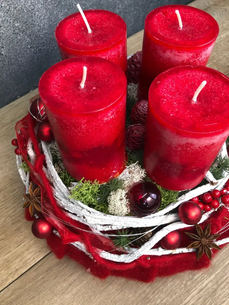 Adventskranz modern rund – handgefertigt mehrjährig mit Tanne