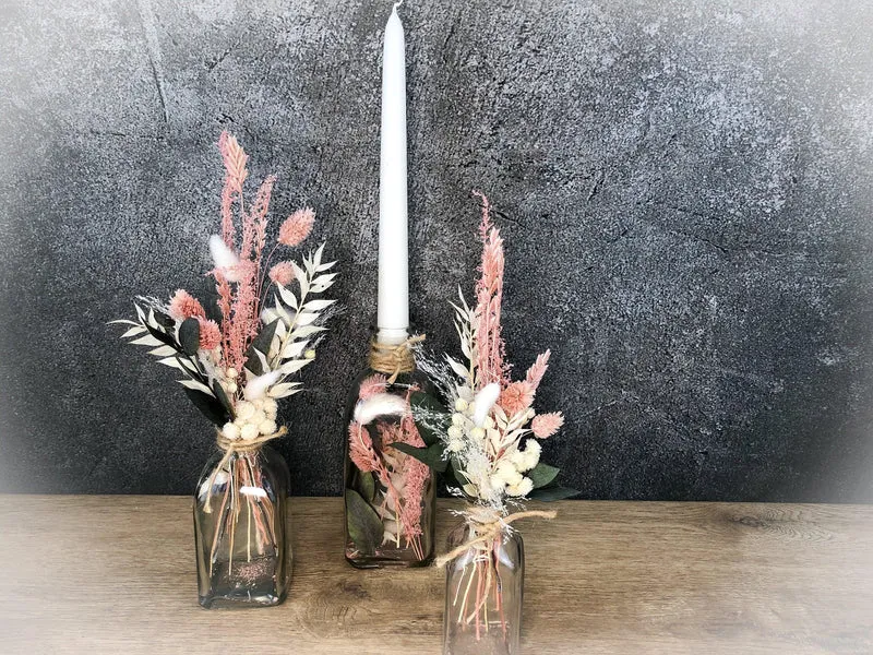 Trockenblumenstrauß mit Vase – Eukalyptus & Gräser natürlich & stilvol