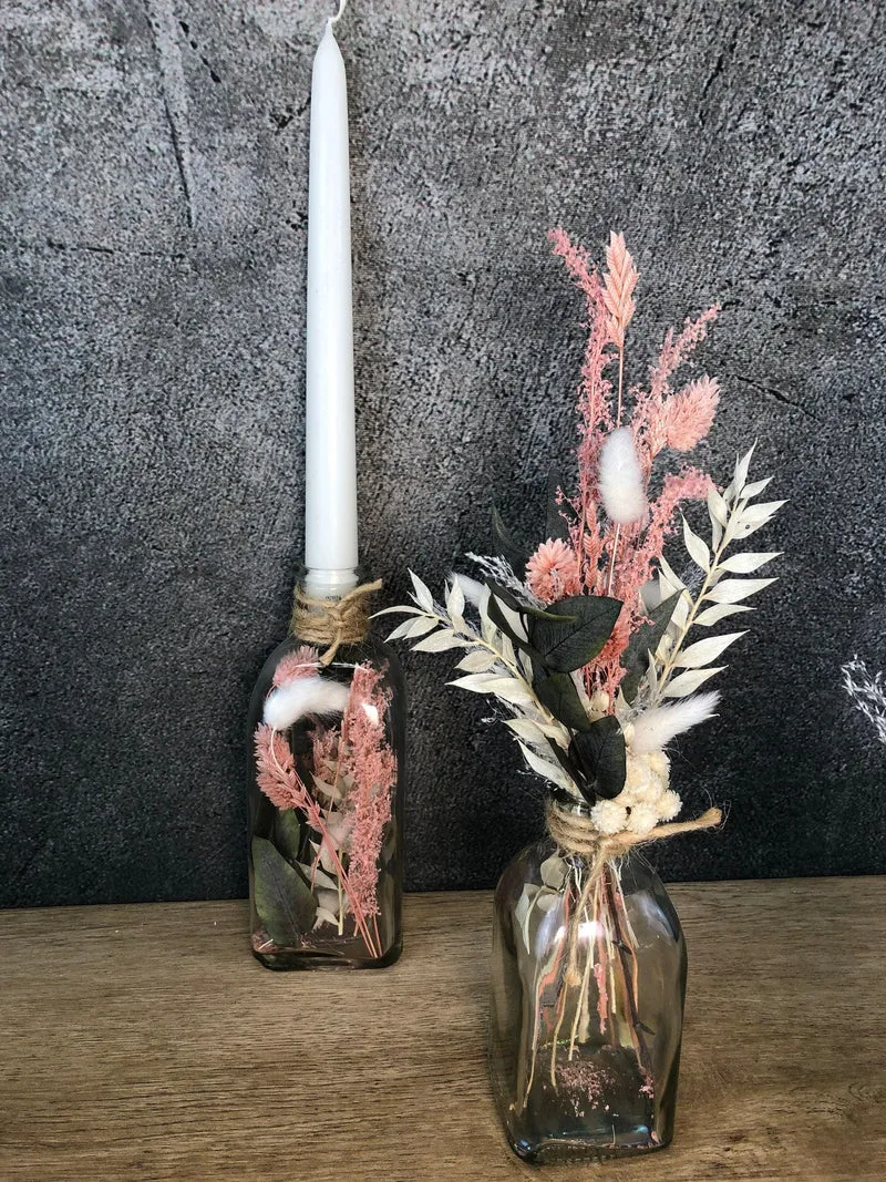 Trockenblumenstrauß mit Vase – Eukalyptus & Gräser natürlich & stilvol