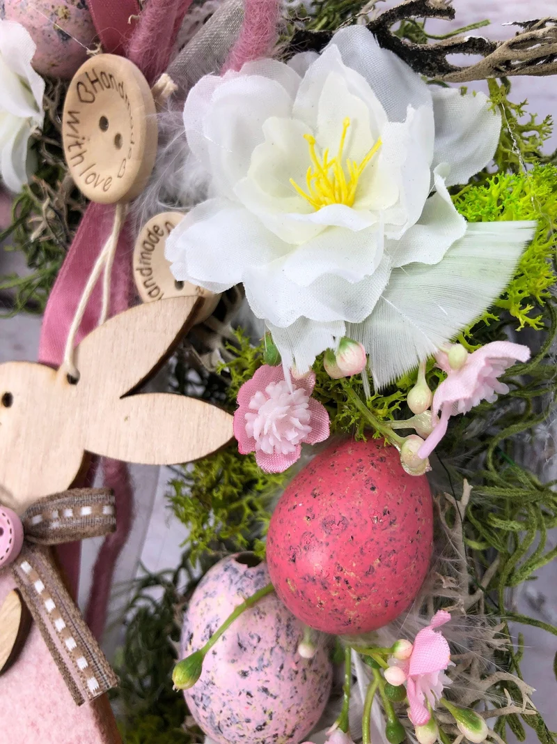 Türkranz Frühlling Hasen & Schleierkraut – Osterkranz Seidenblumen Türdeko