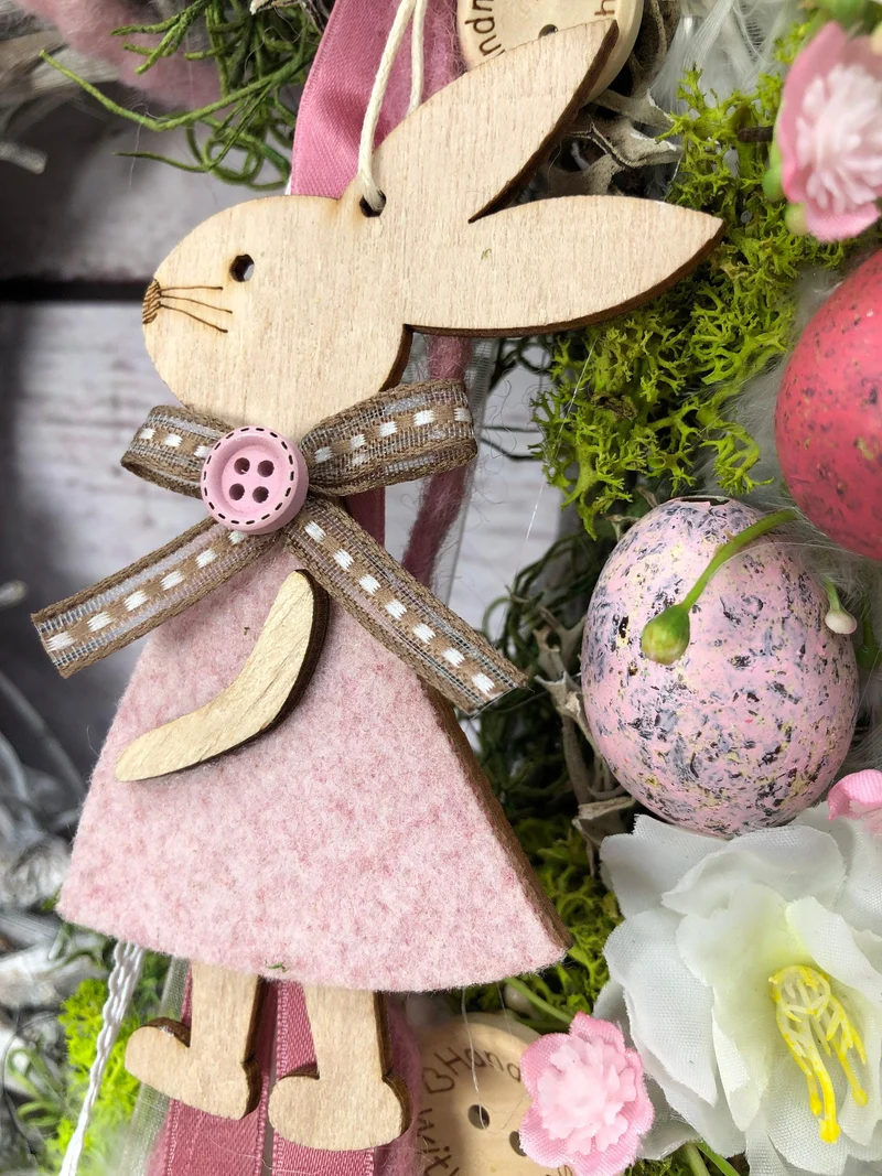 Türkranz Frühlling Hasen & Schleierkraut – Osterkranz Seidenblumen Türdeko