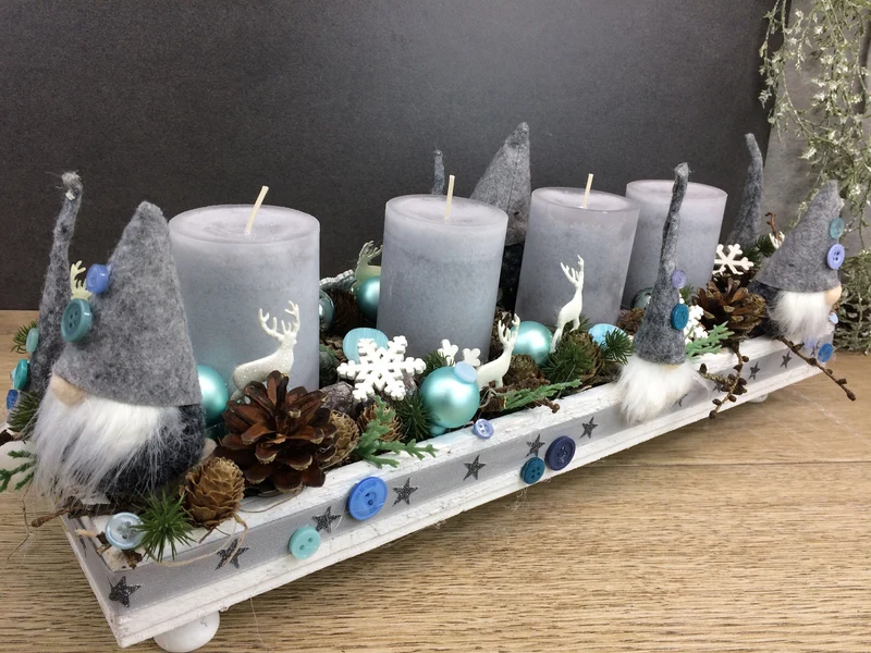 Adventsgesteck Tablett länglich – Advent Tischdeko mehrjährig
