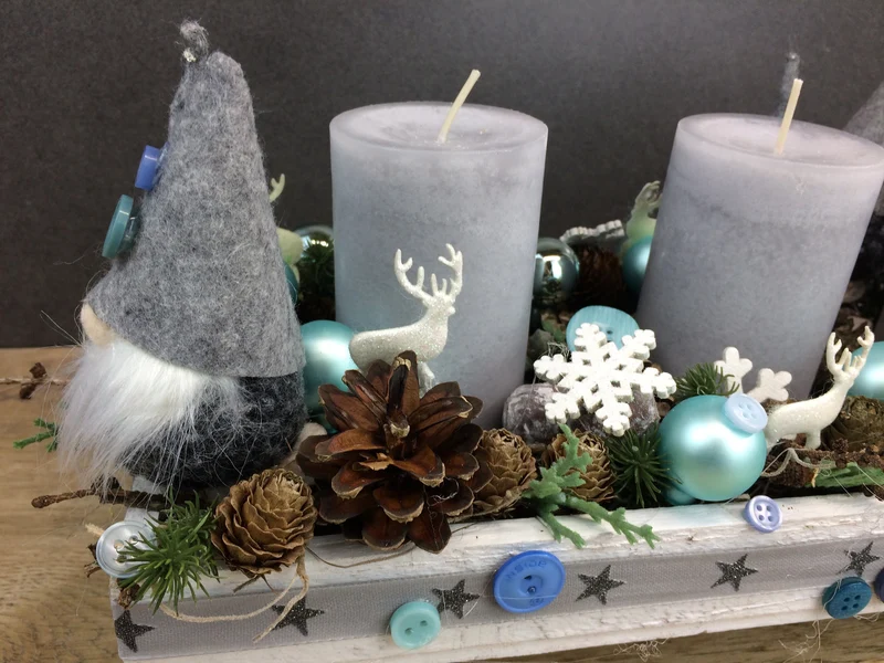 Adventsgesteck Tablett länglich – Advent Tischdeko mehrjährig