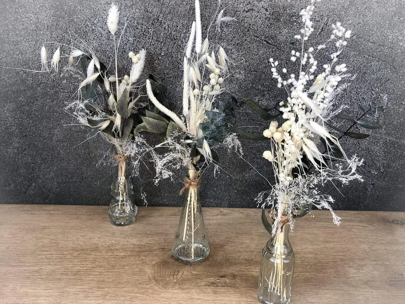 Trockenblumen Arrangement in Vase – Eukalyptus & Gräser handgefertigt