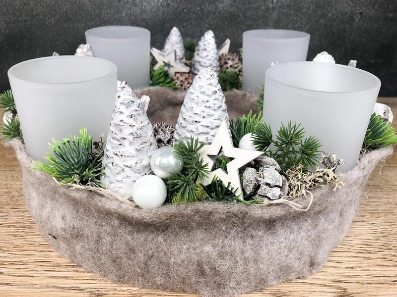 Adventskranz Gläser Variante rund – stimmungsvoller handgefertigt