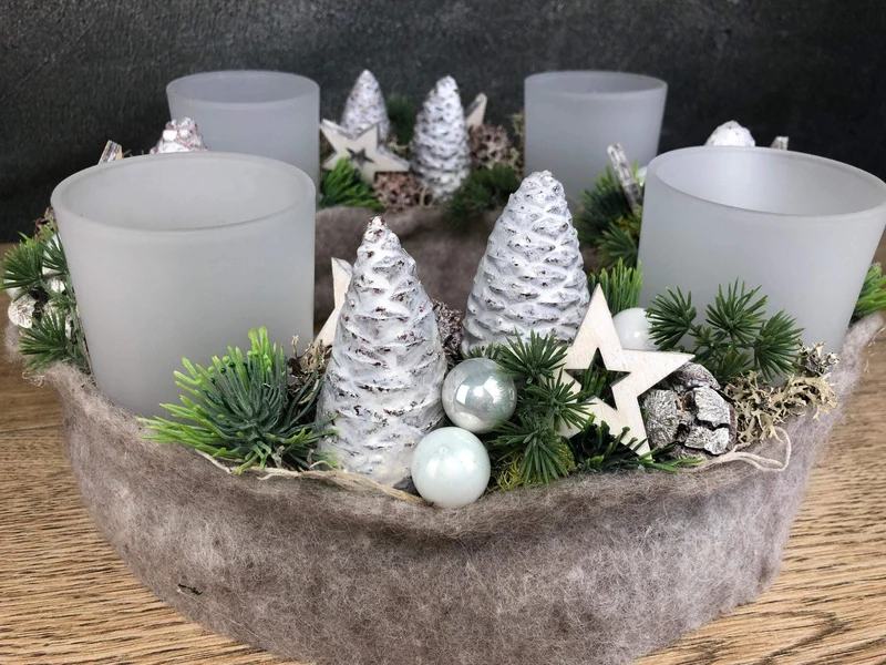 Adventskranz Gläser Variante rund – stimmungsvoller handgefertigt