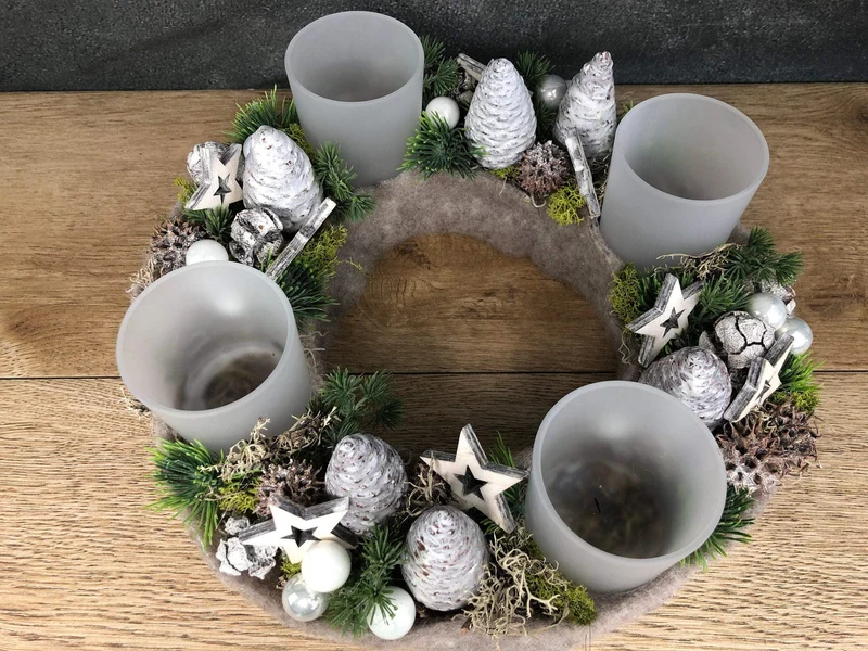 Adventskranz Gläser Variante rund – stimmungsvoller handgefertigt