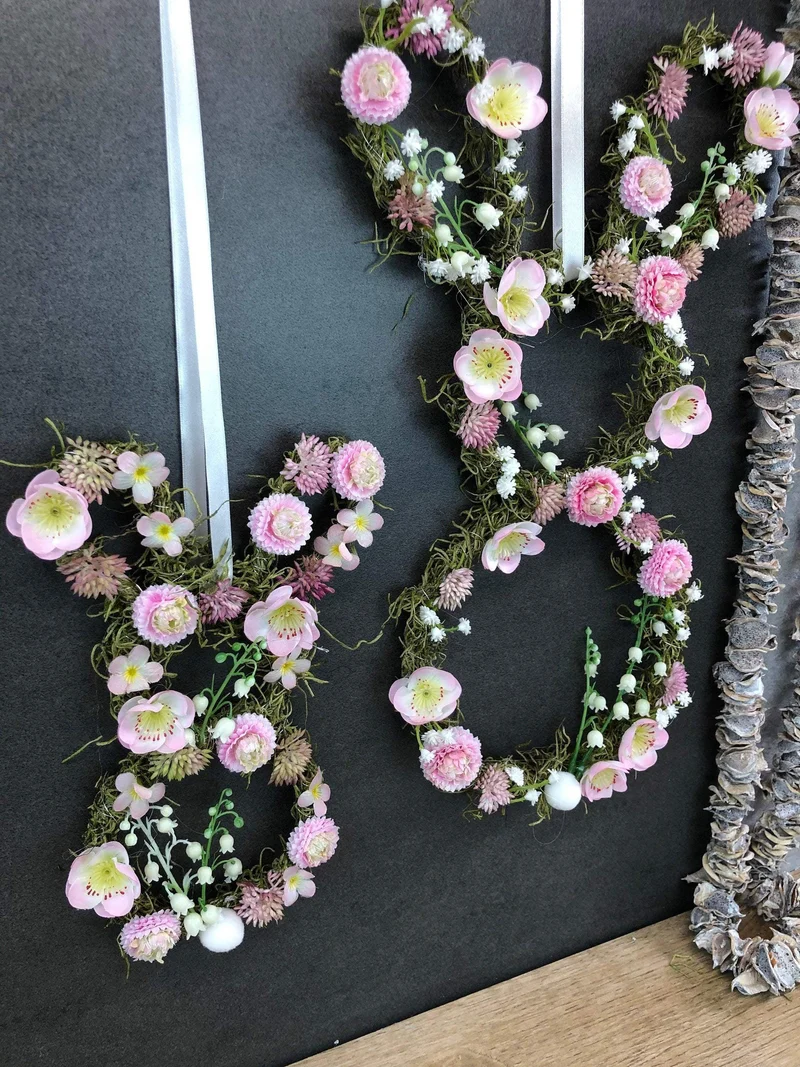 Türkranz Ostern & Frühling mit Hasen – Fensterschmuck Seidenblumen Wunschfarbe
