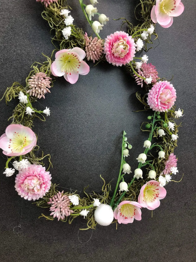 Türkranz Ostern & Frühling mit Hasen – Fensterschmuck Seidenblumen Wunschfarbe