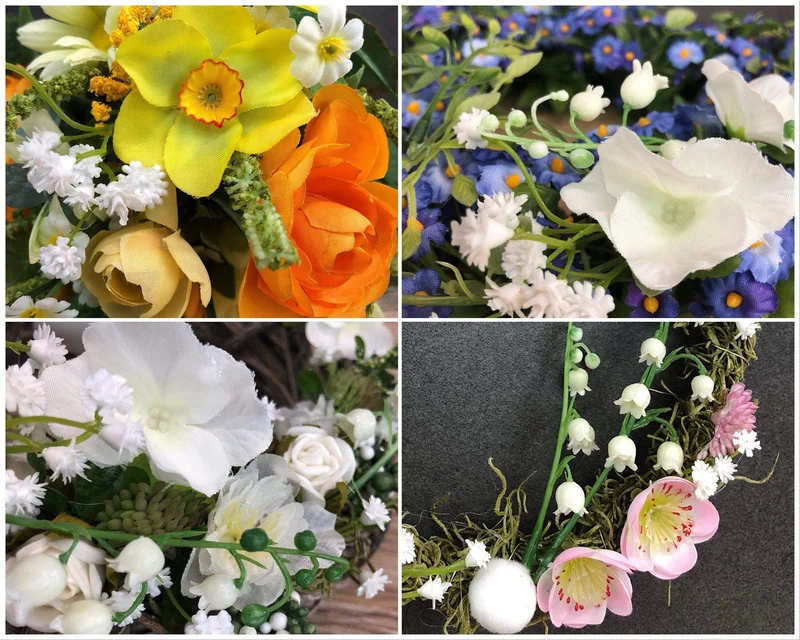 Türkranz Ostern & Frühling mit Hasen – Fensterschmuck Seidenblumen Wunschfarbe