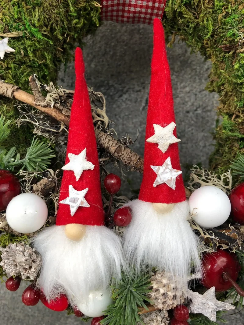 Weihnachtskranz Wichtel – Türkranz Weihnachten Tanne handgefertigt