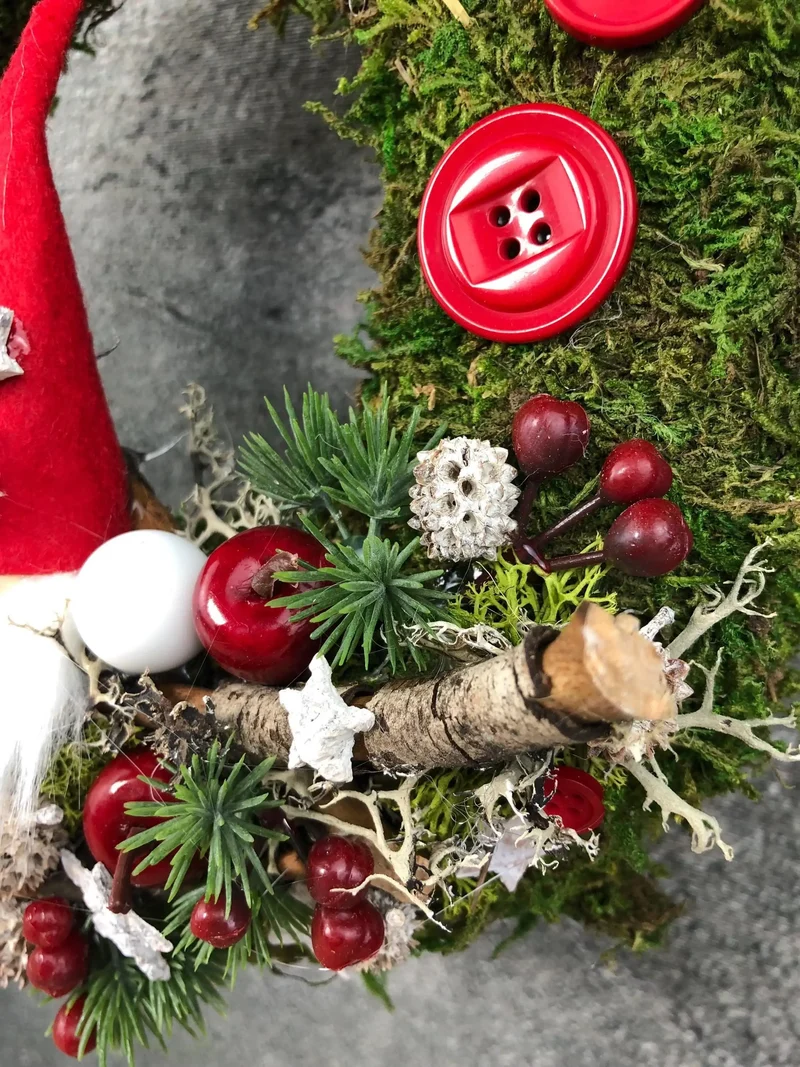 Weihnachtskranz Wichtel – Türkranz Weihnachten Tanne handgefertigt