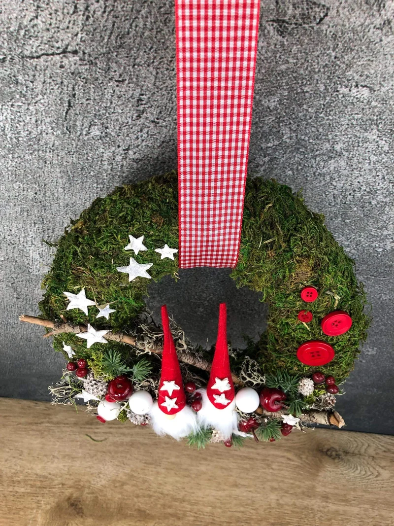 Weihnachtskranz Wichtel – Türkranz Weihnachten Tanne handgefertigt