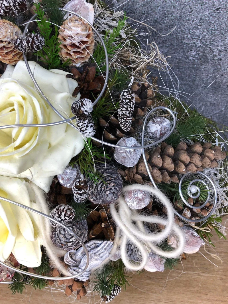 Grabherz Wachsrose – Grabschmuck Seidenblumen langlebig