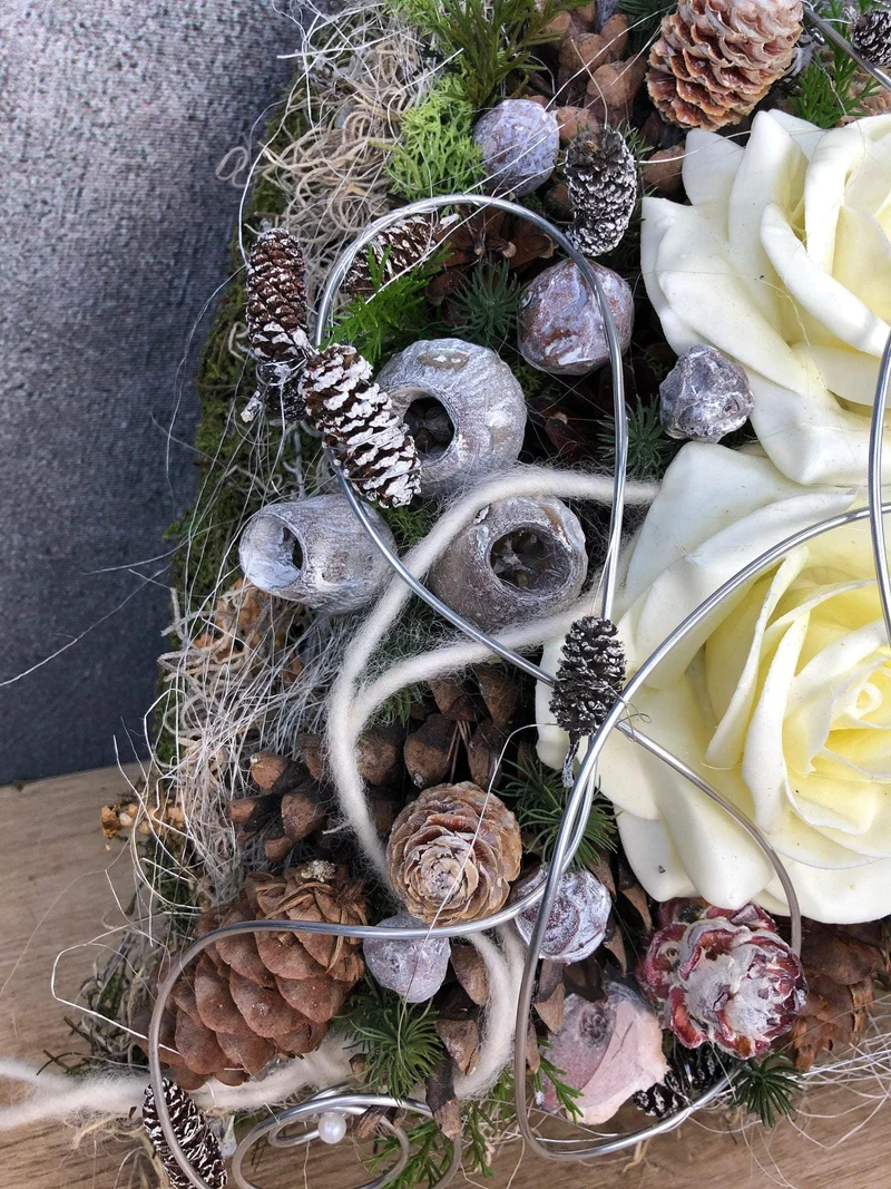 Grabherz Wachsrose – Grabschmuck Seidenblumen langlebig