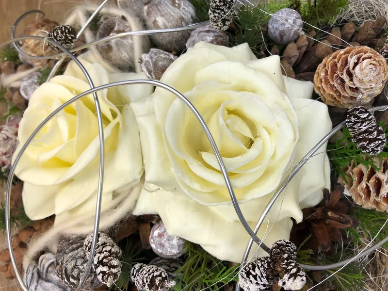 Grabherz Wachsrose – Grabschmuck Seidenblumen langlebig