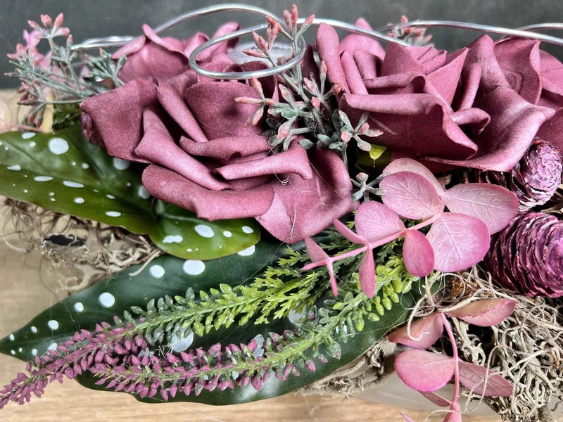Grabschmuck Herz Rose Seidenblumen – würdevoll & langlebig – für Außen