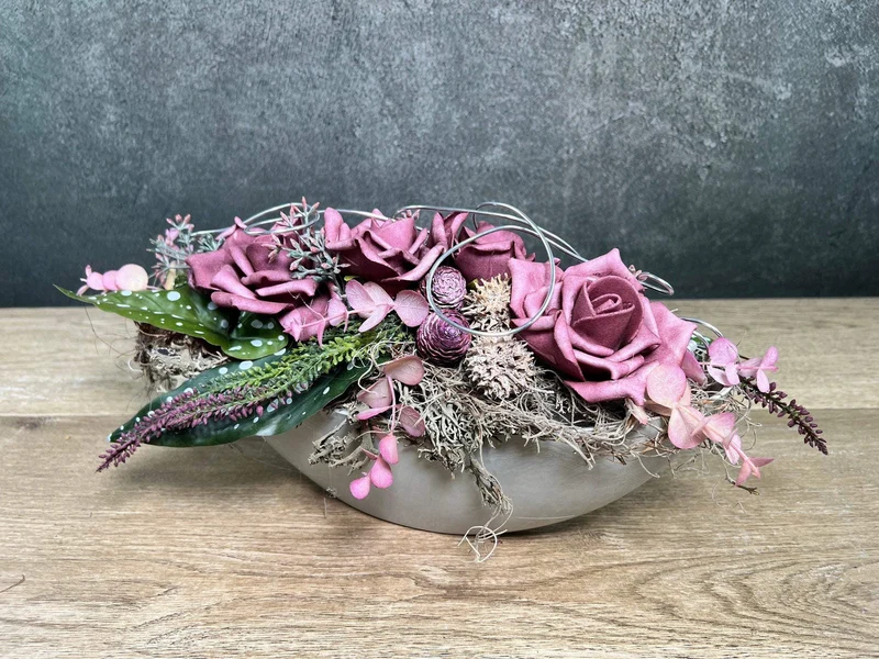 Grabschmuck Herz Rose Seidenblumen – würdevoll & langlebig – für Außen