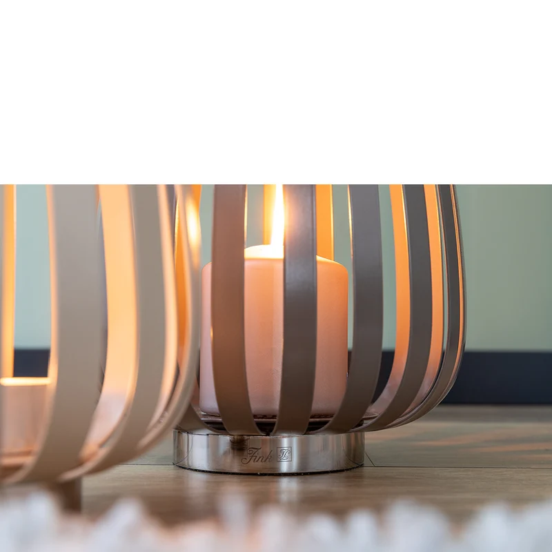 MAMBAIA Windlicht ohne Glas hellbraun