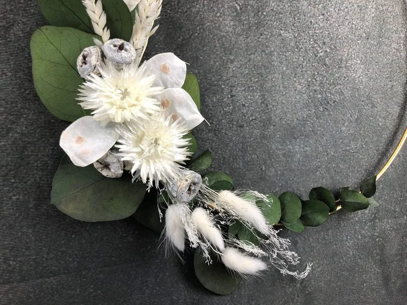 Türkranz Herbst Eukalyptus Trockenblumen – Wandkranz natur