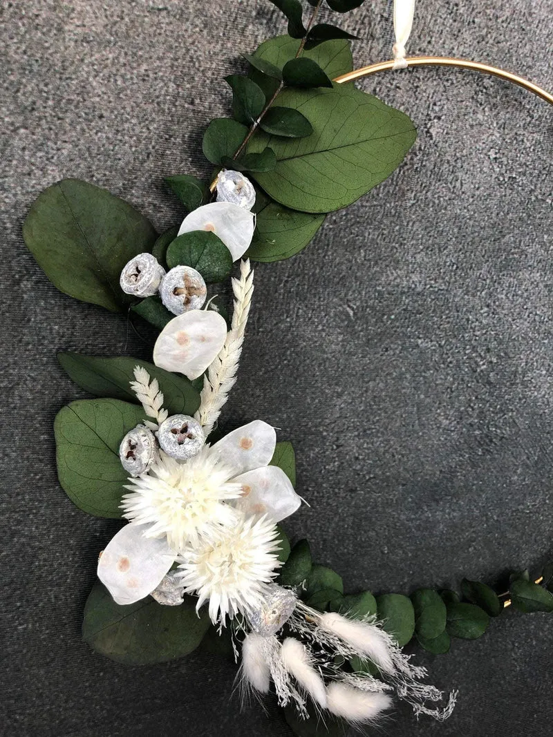 Türkranz Herbst Eukalyptus Trockenblumen – Wandkranz natur