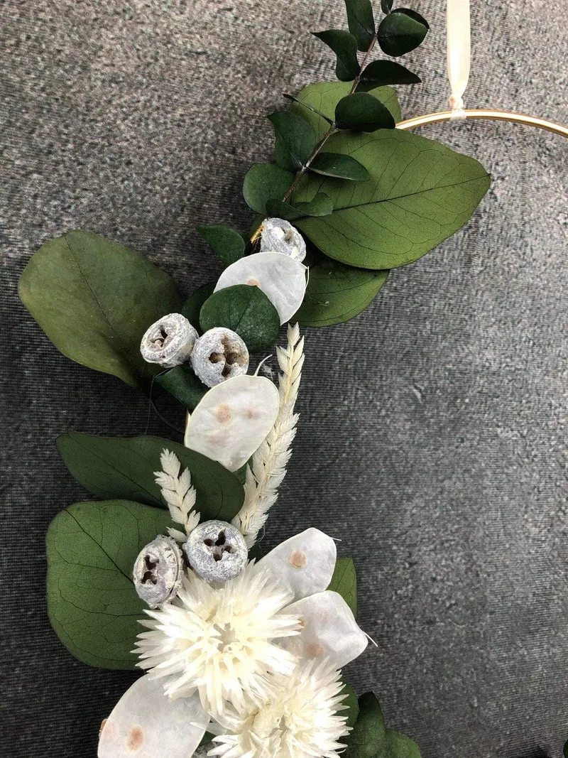 Türkranz Herbst Eukalyptus Trockenblumen – Wandkranz natur