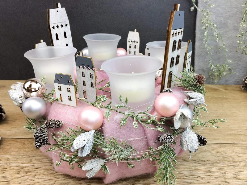 Adventskranz rund mit Häusern – mehrjährig & gemütlich