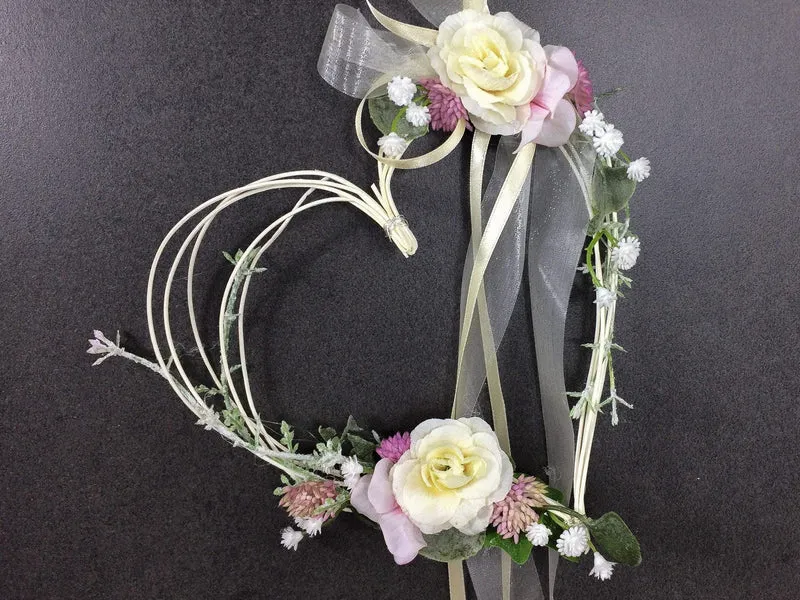 Autoschleifen Hochzeit 2er Set Seidenblumen – Brautauto Deko