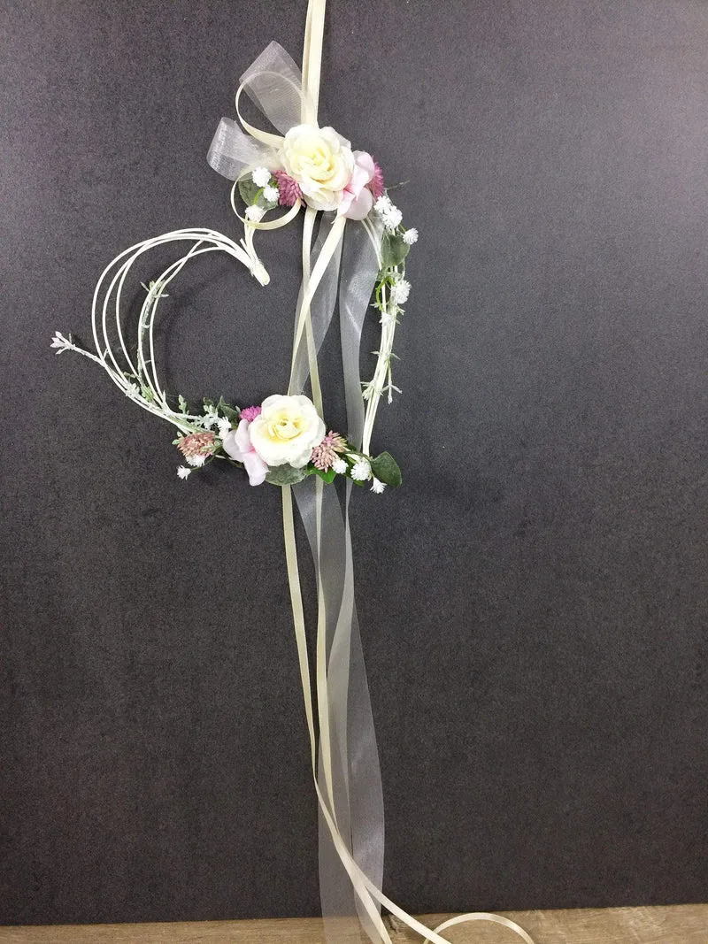 Autoschleifen Hochzeit 2er Set Seidenblumen – Brautauto Deko