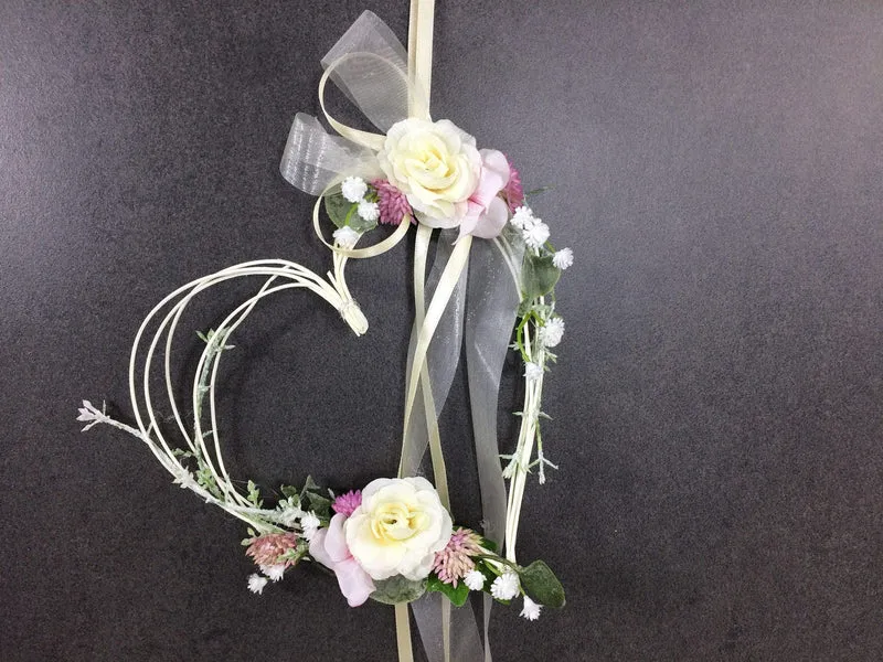 Autoschleifen Hochzeit 2er Set Seidenblumen – Brautauto Deko