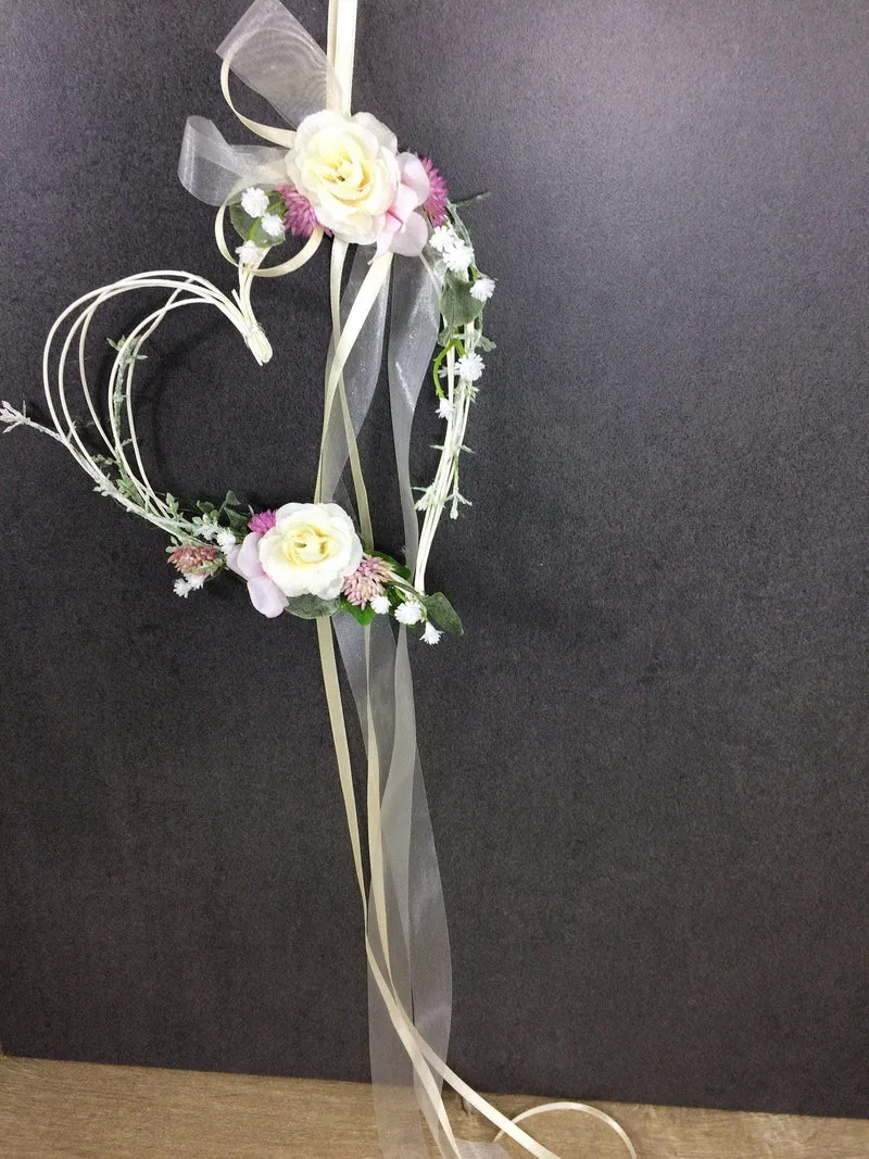 Autoschleifen Hochzeit 2er Set Seidenblumen – Brautauto Deko